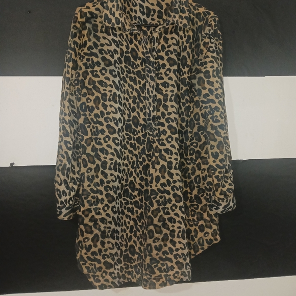 Zara Basic Women Leopard Printed long sleeve button down shirt - Picture 11 of 15